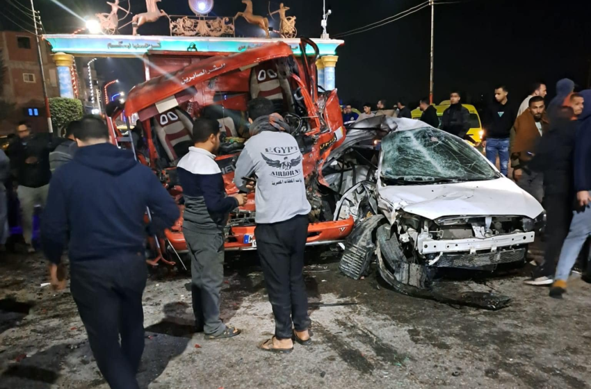  مصرع وإصابة 4 أشخاص بحادث مروع في فاقوس